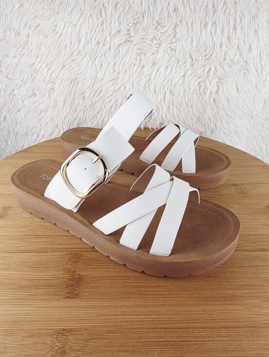 TOP Moda Shoes - WOMEN'S SLIP ON SANDALS ( OTTO -22 WHITE)